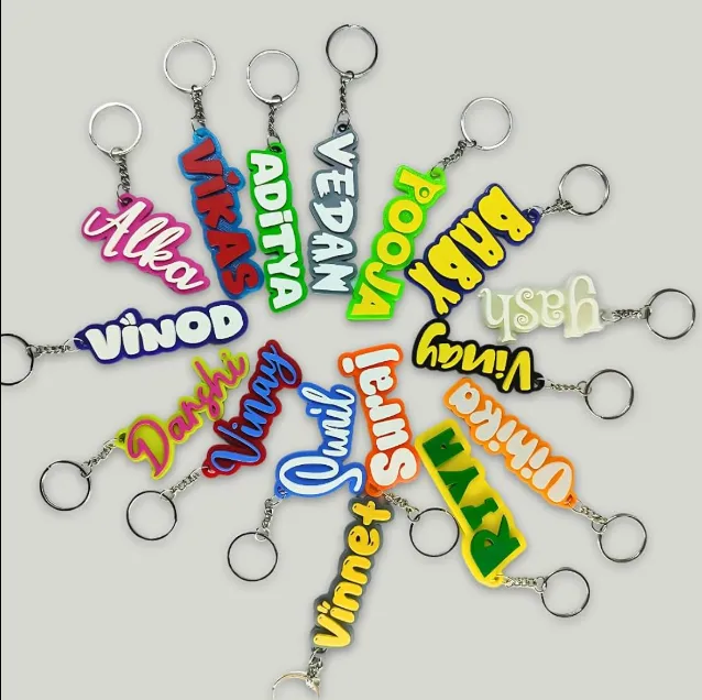 Print Cord Custom 3D-Printed Name Keychains, Personalised Text Design, Durable Plastic, Multi-Colour